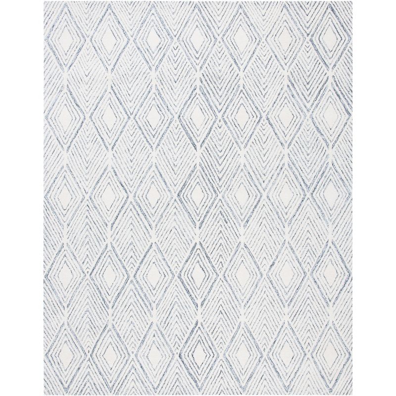 Ivory and Charcoal Abstract Hand-Tufted Wool Area Rug, 8' x 10'