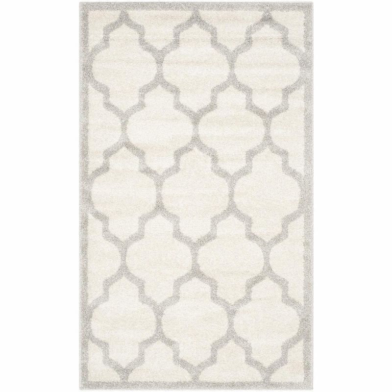 Reversible Gray Square Easy-Care Synthetic Area Rug