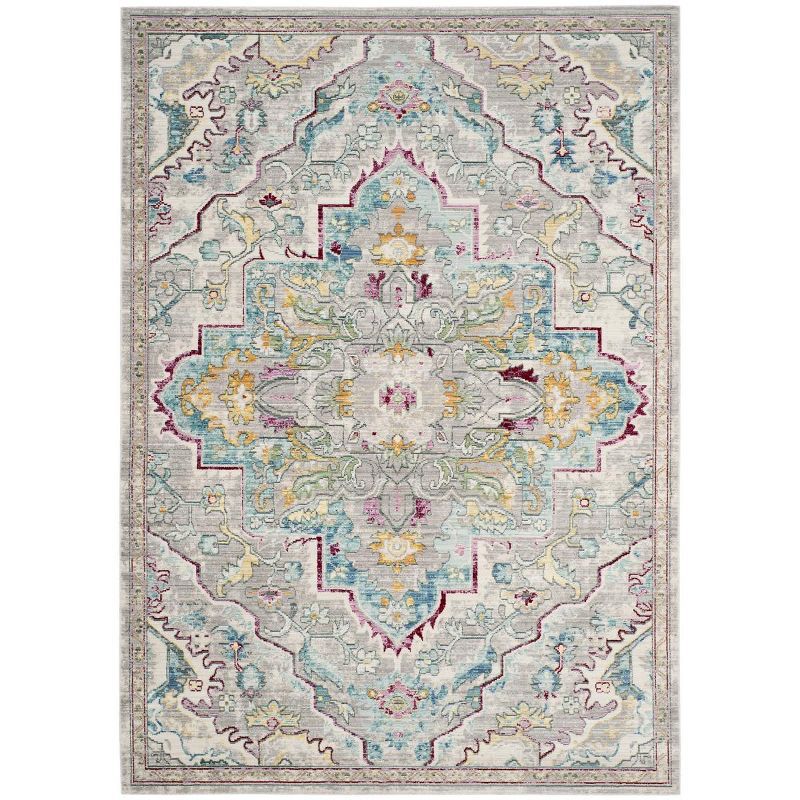Hand-Knotted Grey and Light Blue Abstract Synthetic Rug