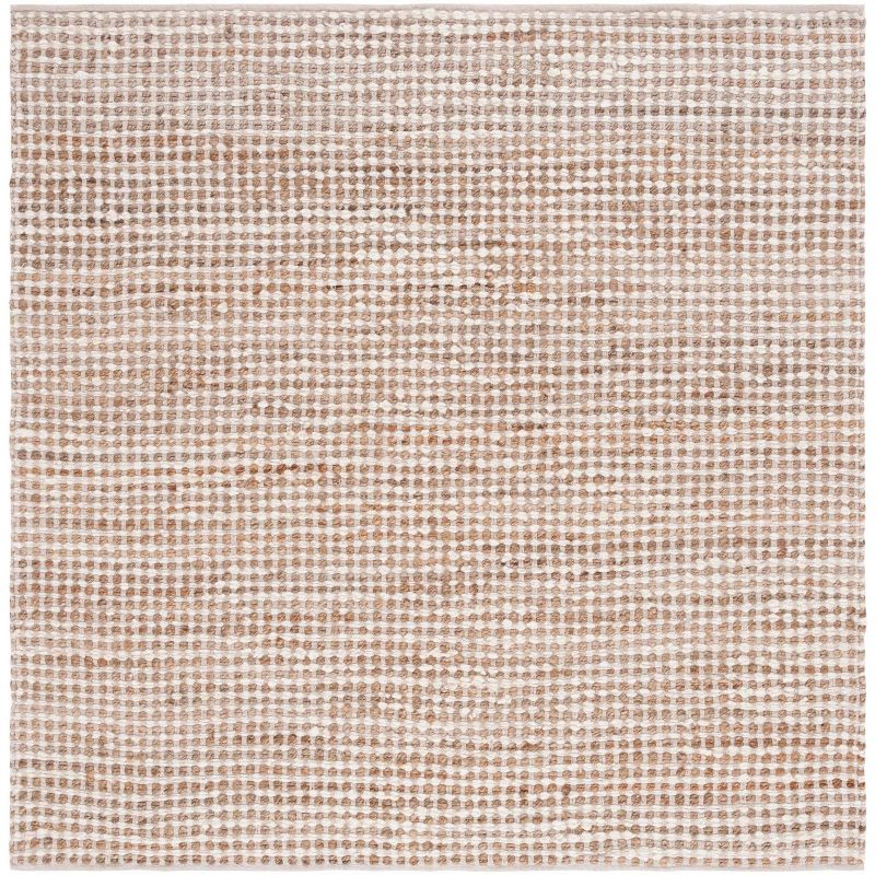 Beige/Ivory 6' x 6' Square Flat Woven Wool Area Rug