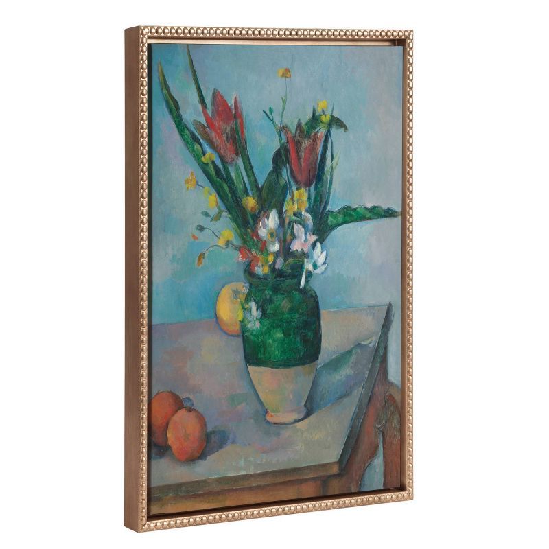 Gold Beaded Frame Vintage Tulip Vase Canvas Print 18"x24"