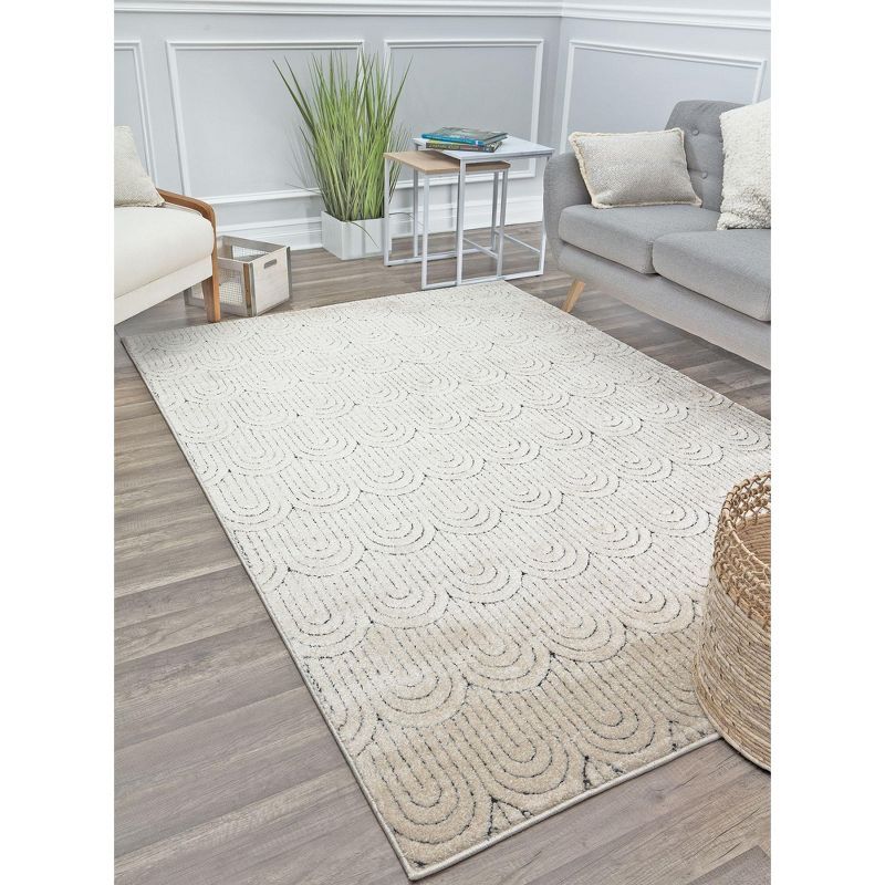 Sandstone Geometric 6' x 9' Stain-Resistant Synthetic Area Rug