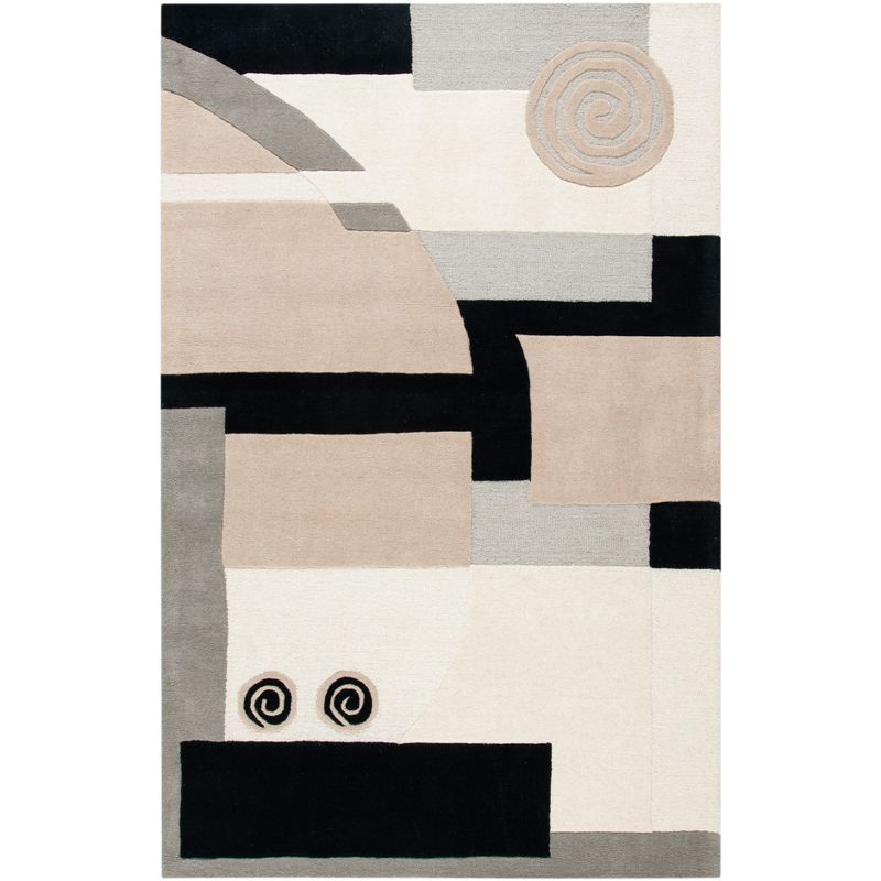 Rodeo Drive 5' x 8' Beige and Black Wool Area Rug