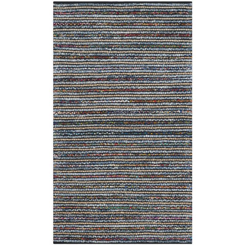 Handmade Blue and Multicolor Wool Cotton Reversible Area Rug 4' x 6'