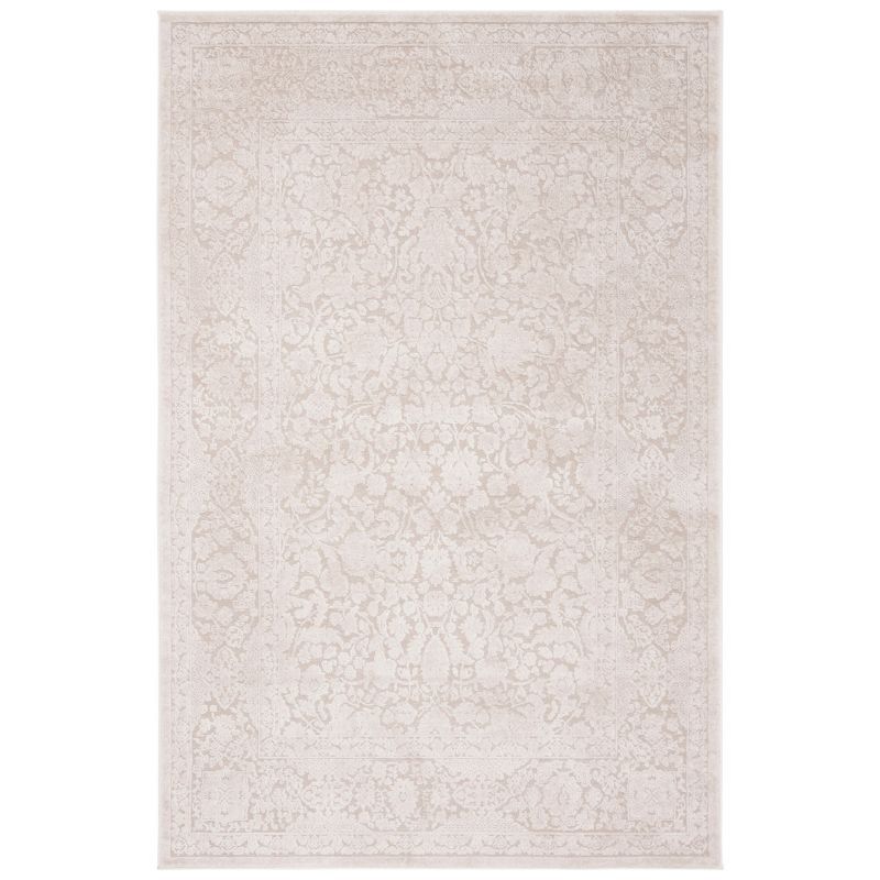 Ivory Floral Hand-Knotted Synthetic 4' x 6' Area Rug