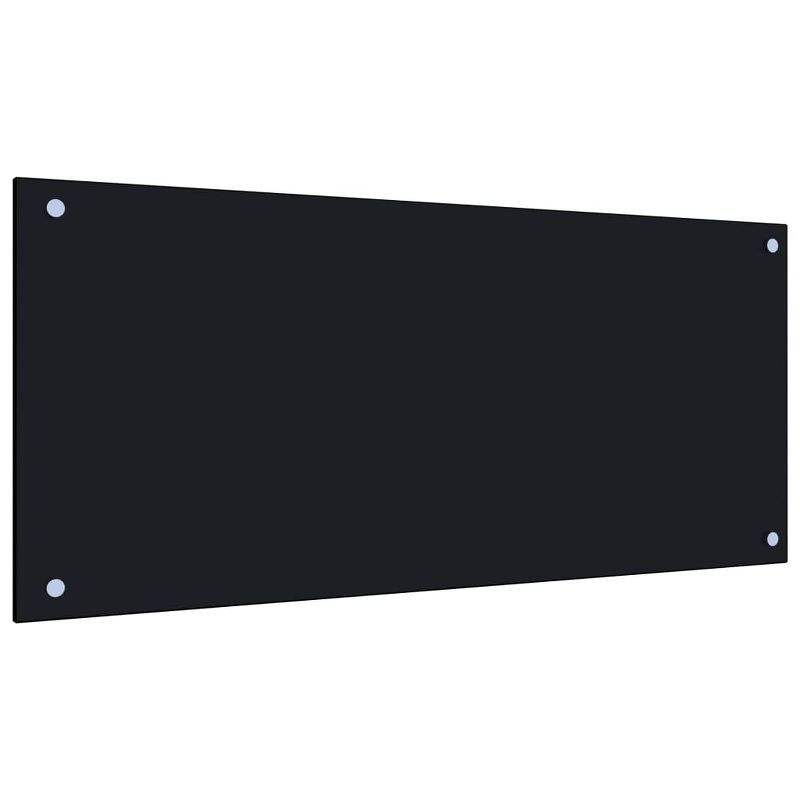 Black Tempered Glass Kitchen Backsplash Panel 35.4" x 19.7"