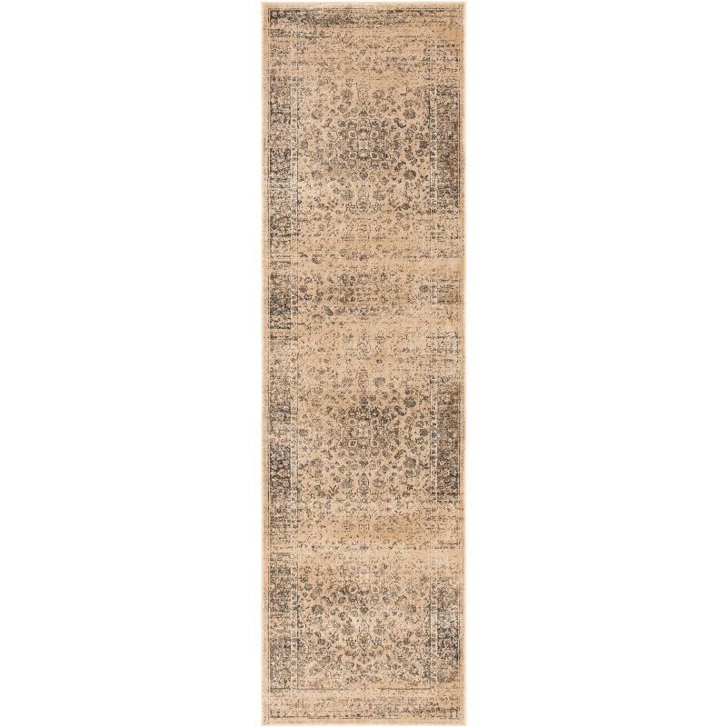 Warm Beige Hand-Knotted Wool and Viscose Area Rug