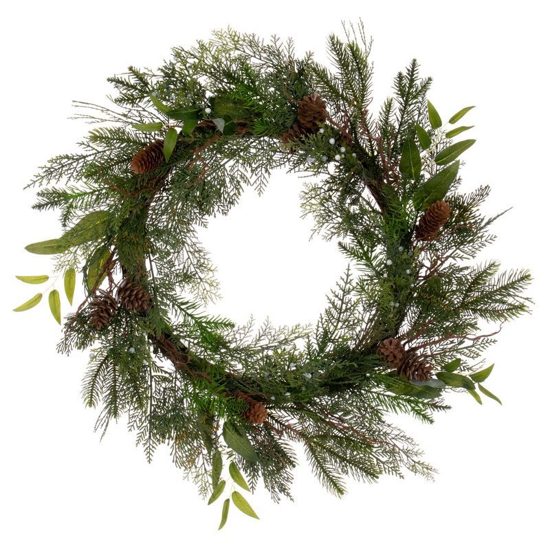 Winter Cedar Pine Cone 24" Artificial Christmas Wreath