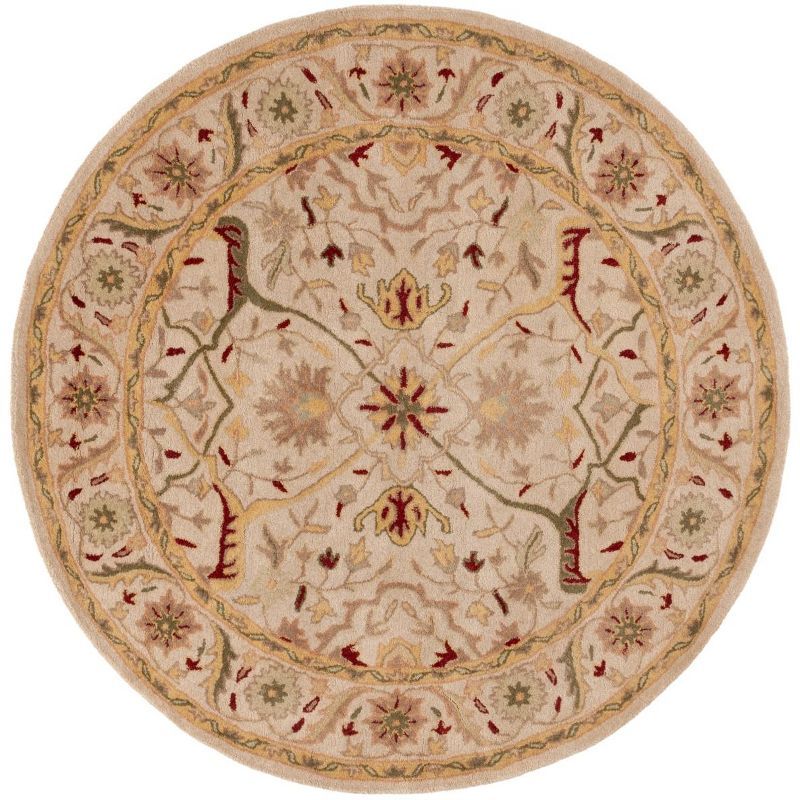 Ivory Round Handmade Wool Tufted Area Rug