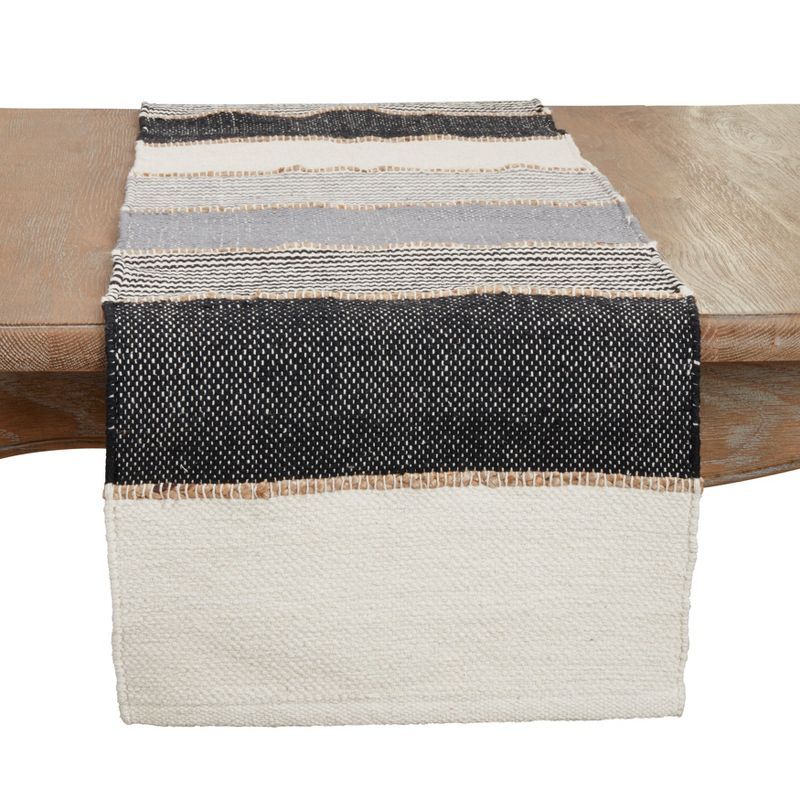 Rustic Multicolor Jute Stripe Table Runner, 16"x72"