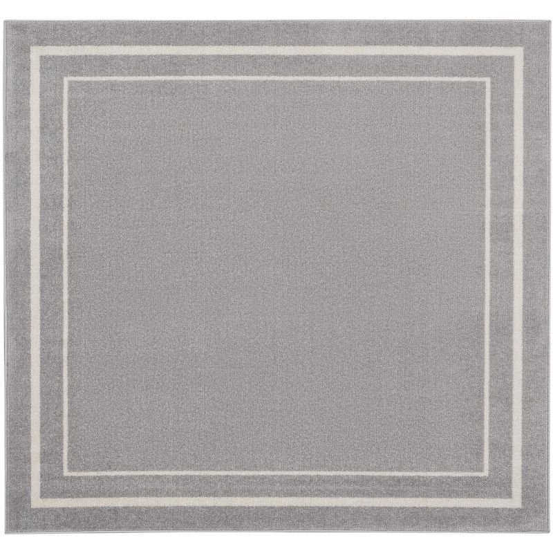 Grey and Ivory Square Reversible Indoor Outdoor Rug