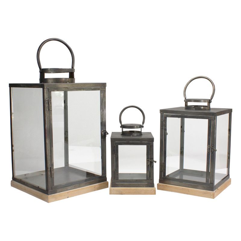 Winter Glass and Metal Hanging Candle Lantern