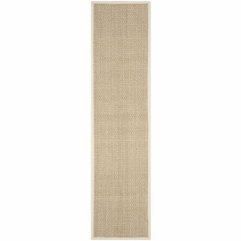 Hand-Knotted Natural Ivory Cotton-Synthetic Runner Rug, 2'6" X 6'