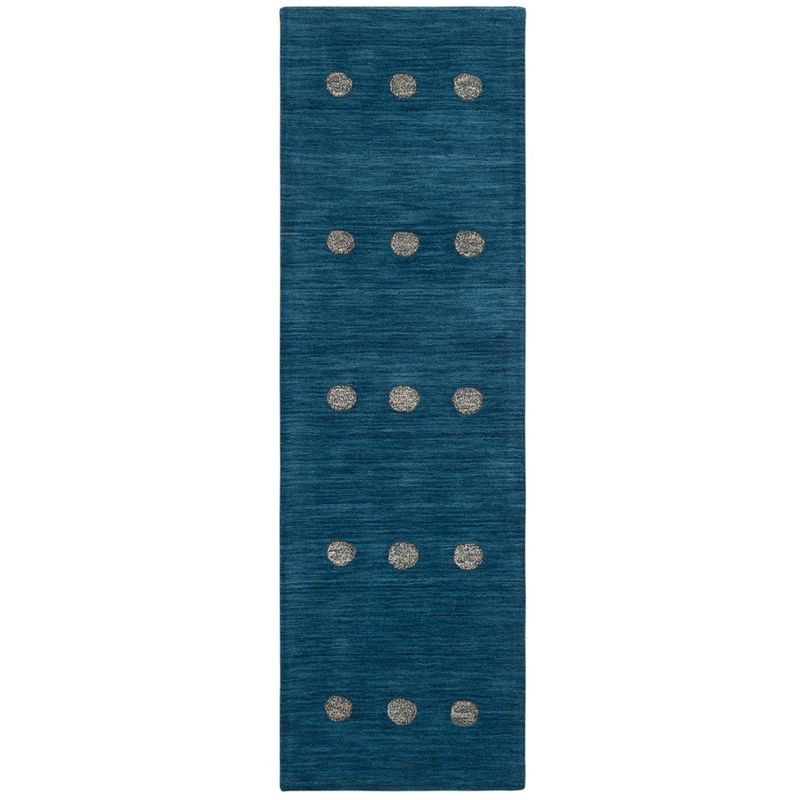 Handmade Tufted Blue Wool 27" Runner Rug