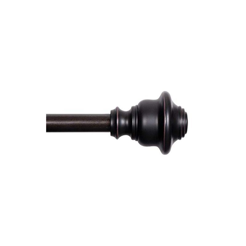 Weathered Brown Adjustable Curtain Rod with Decorative Finials