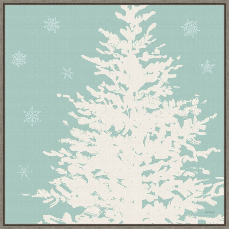 Winter Evergreen Tree Framed Canvas Wall Art Print