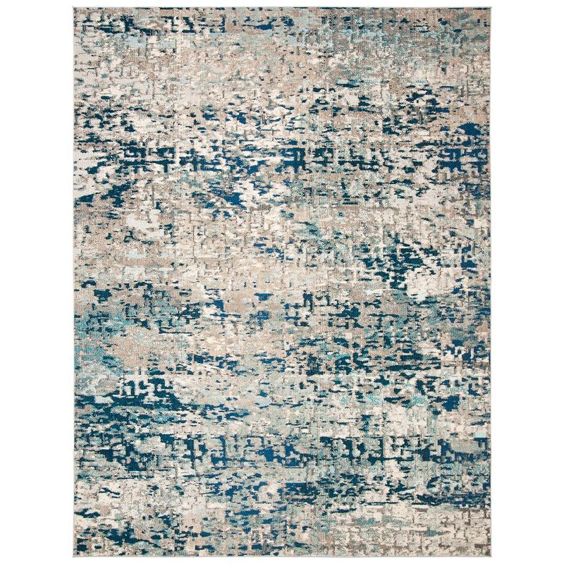 Metro-Mod Gray/Blue Hand-Knotted 8'x10' Synthetic Area Rug