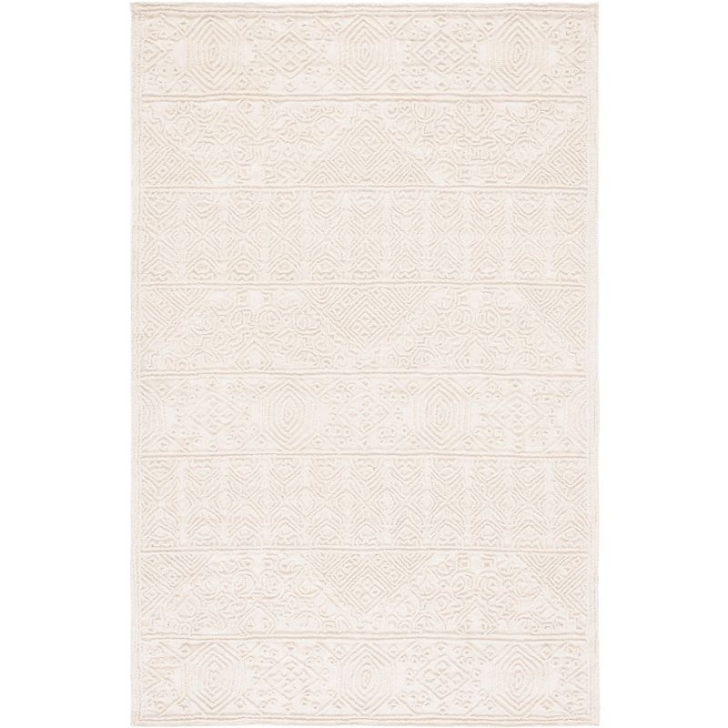 Ivory Hand-Tufted Wool Rectangular Area Rug, 5 ft. x 8 ft.