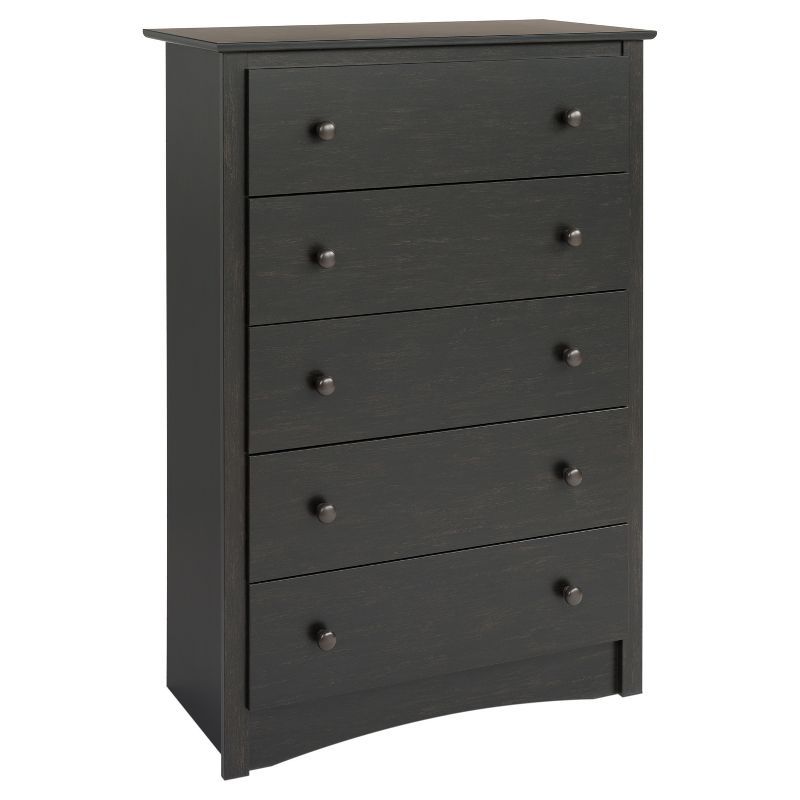 Washed Black 5-Drawer Vertical Chest