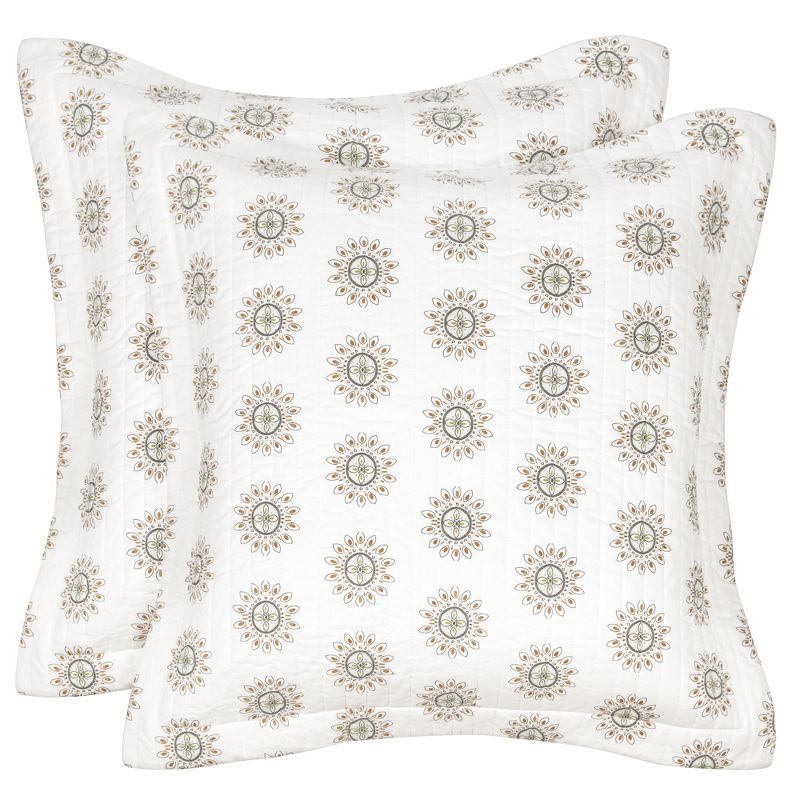 Cosima Cream Cotton Euro Sham Set with Medallion Pattern