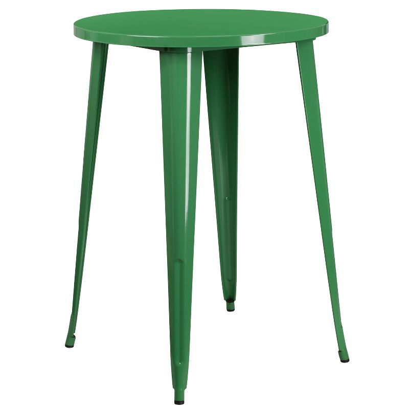 Green Metal 30-Inch Round Bar Height Table