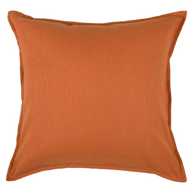 20'' Orange Cotton Square Throw Pillow with Flanged Edges