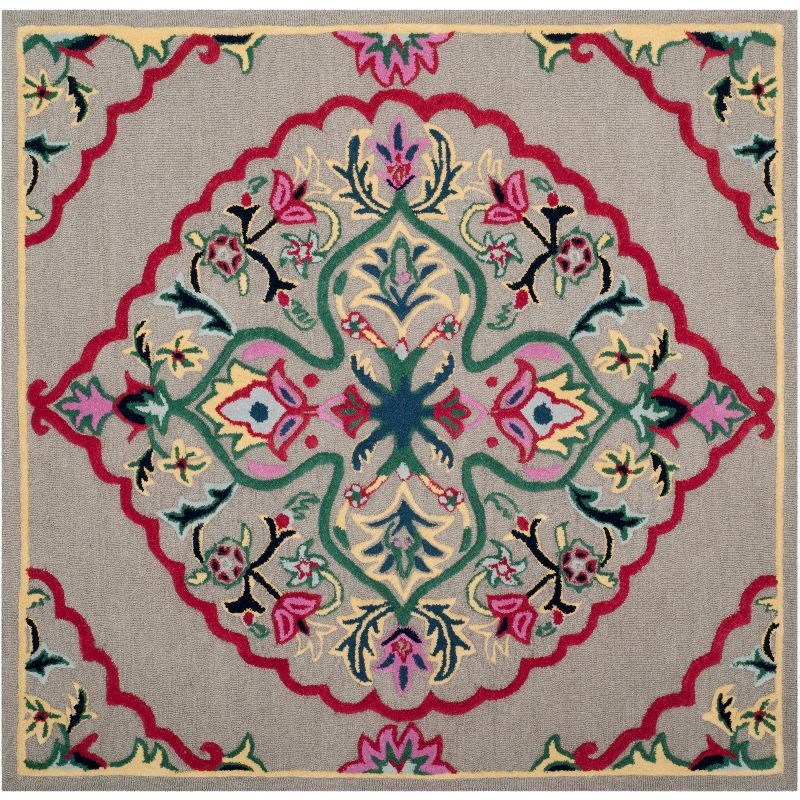 Bellagio Dark Grey Multi Wool Square Area Rug
