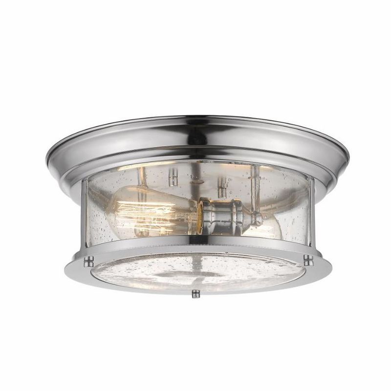 Chrome and Glass Drum LED Flush Mount Light