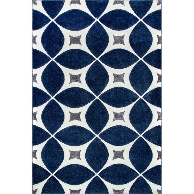 Modern Handmade Navy Synthetic 6' x 9' Geometric Tufted Rug