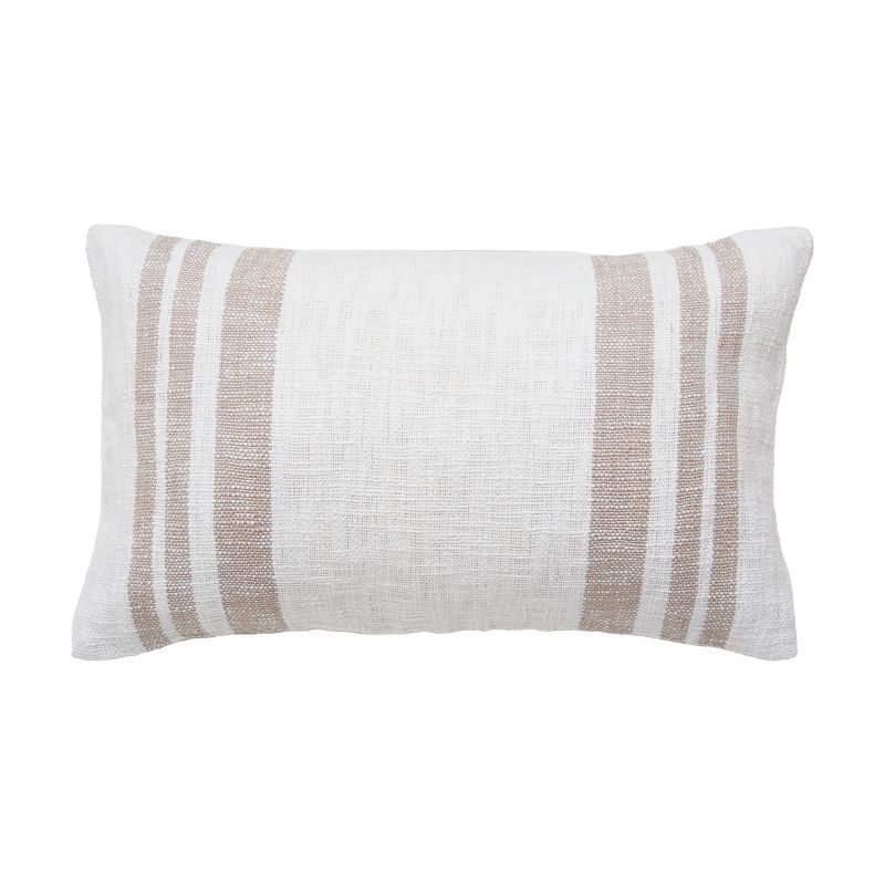 Morgan Dune Woven Striped Chambray Rectangle Throw Pillow