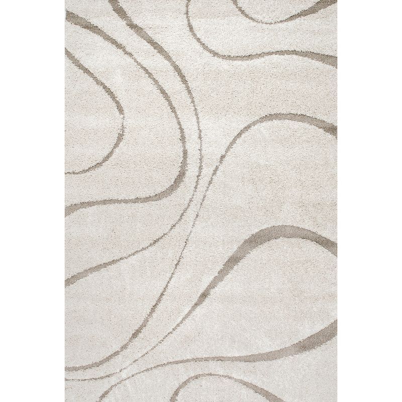 Cozy Plush Lt Beige Shag Area Rug 8' x 11' - Easy Care & Stain-Resistant