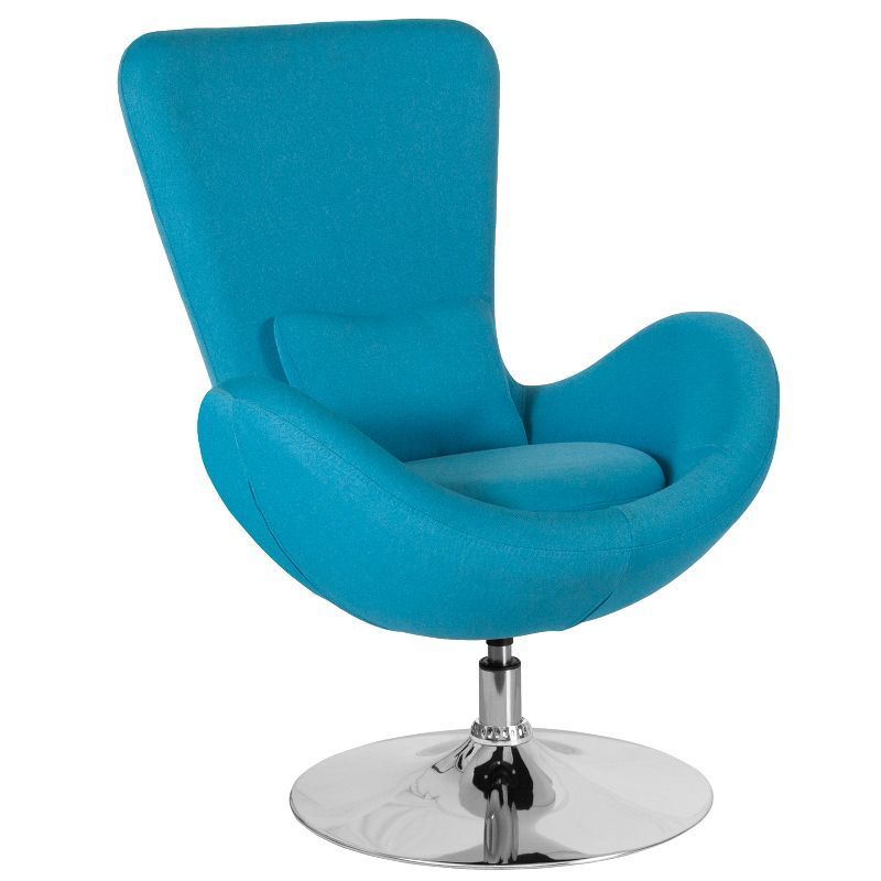 Aqua Fabric High Back Swivel Reception Chair with Chrome Base