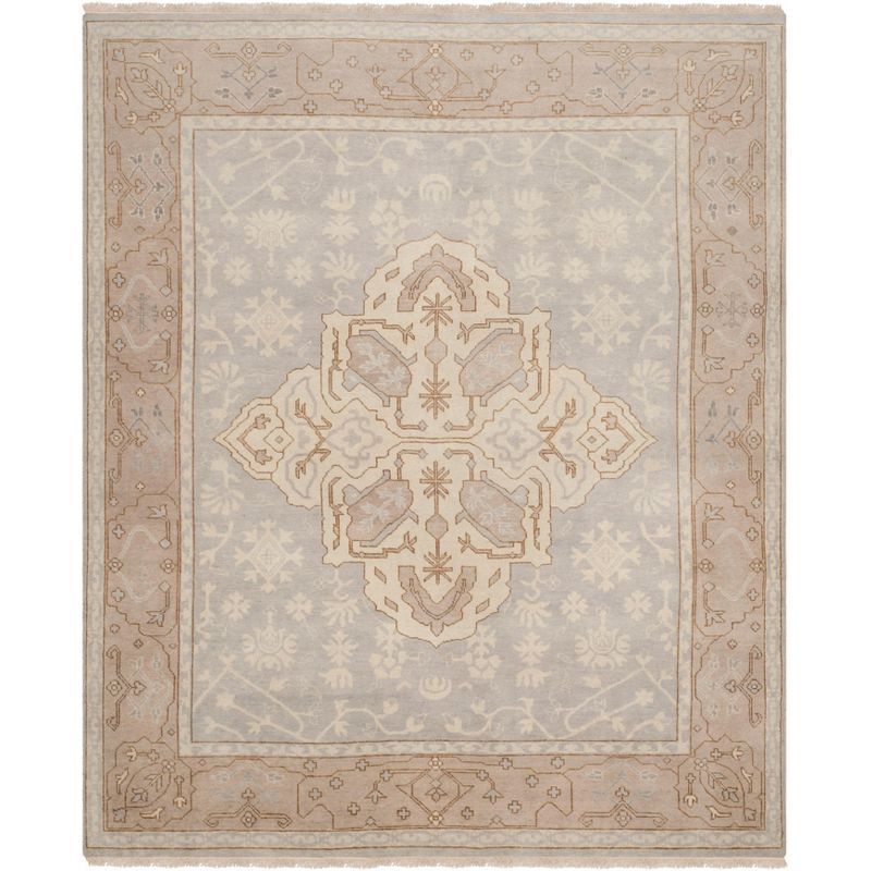 Elysian Light Blue Traditional Hand-Knotted Wool Area Rug, 8' x 10'