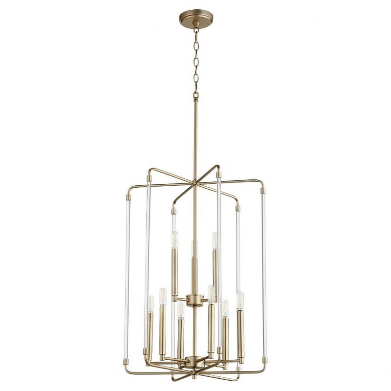 Aged Brass 9-Light 2-Tier Entry Pendant Chandelier