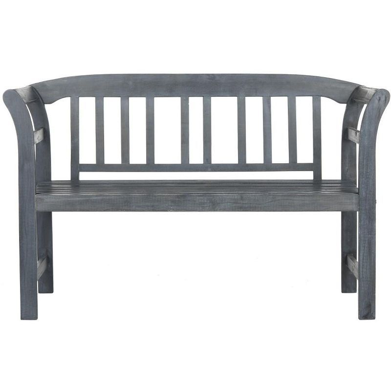 Transitional Ash Grey Acacia Wood 2-Seat Outdoor Bench