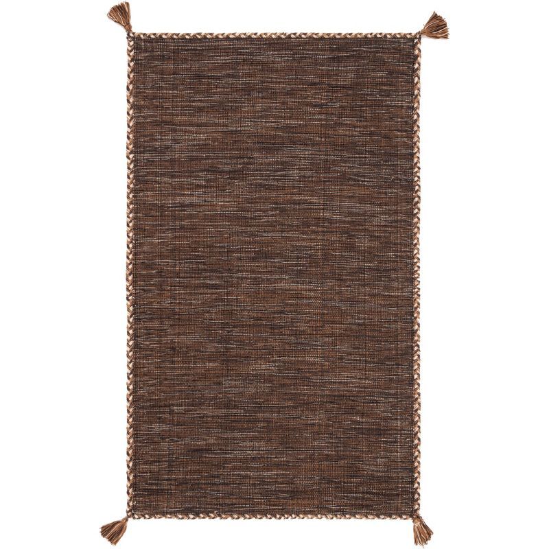 Handwoven Montauk Chic Brown/Black Cotton-Viscose Area Rug, 3' x 5'