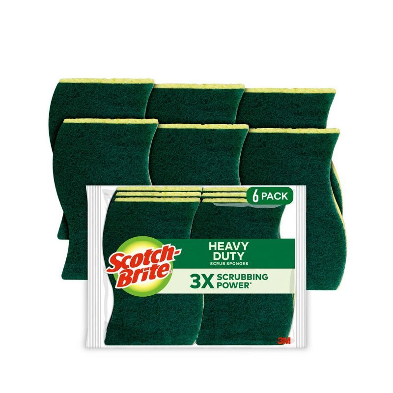 Heavy Duty Green and Yellow Scrub Sponge Pack