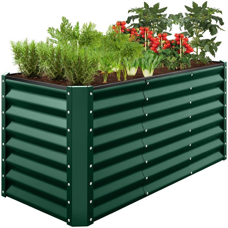 Dark Green 4x2x2ft Metal Raised Garden Bed Planter Box