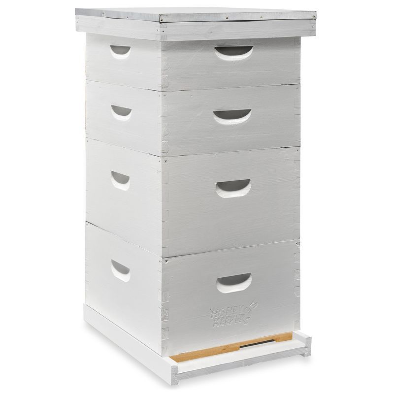 White Wooden Beehive Kit with Deep Brood Boxes and Medium Supers