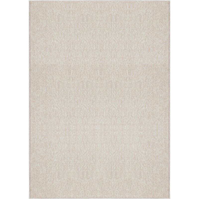Ivory Beige Rectangular Synthetic Easy Care Area Rug 4' x 6'