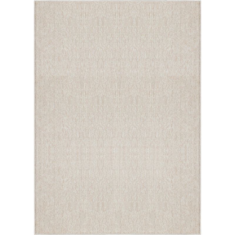 Ivory Beige Rectangular Synthetic Easy Care Area Rug 4' x 6'