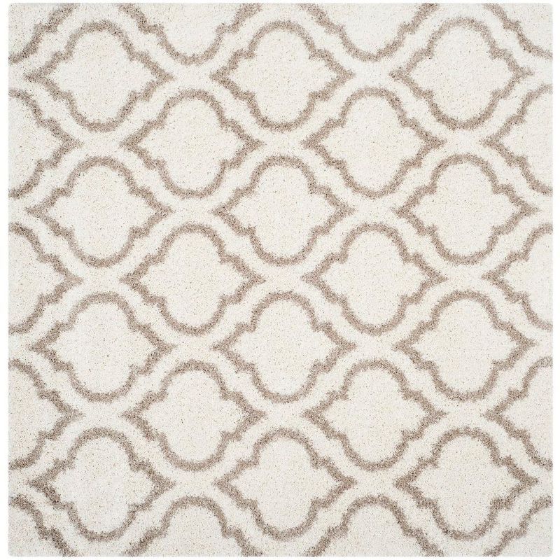 Hudson Shag Ivory Beige 7' Square Synthetic Area Rug