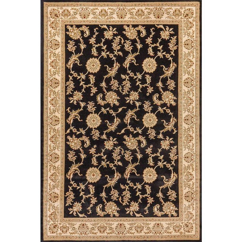 Legacy Black and Beige Rectangular Synthetic Rug