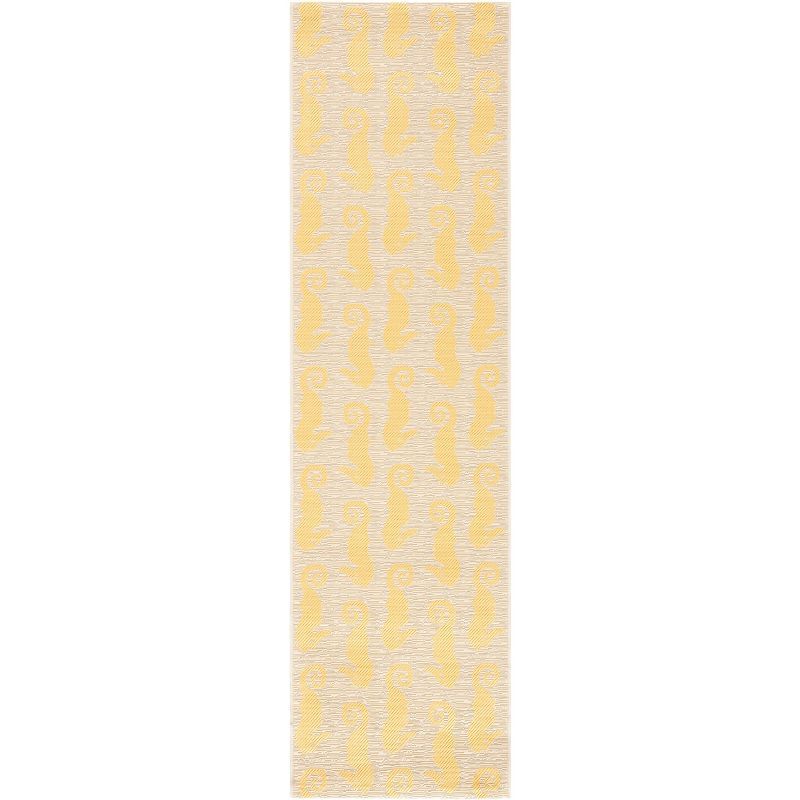 Emely Beige & Yellow Synthetic 27'' Indoor/Outdoor Runner Rug