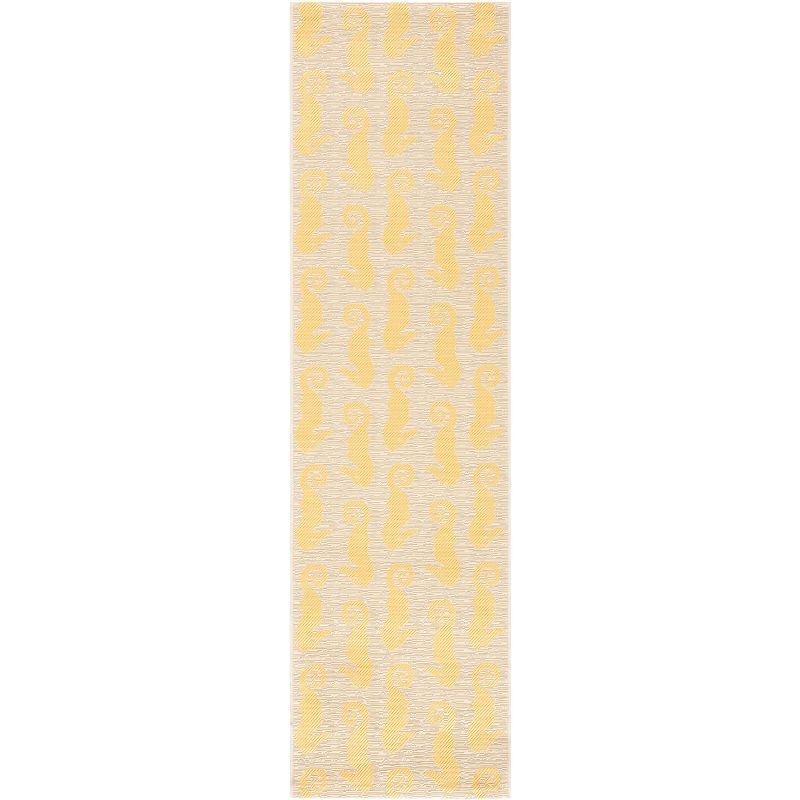 Emely Beige & Yellow Synthetic 27'' Indoor/Outdoor Runner Rug