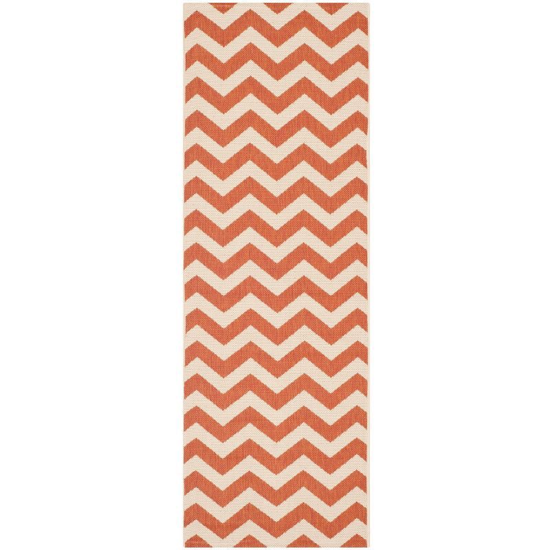 Terracotta and Beige Synthetic 2'3" x 8' Easy-Care Runner Rug