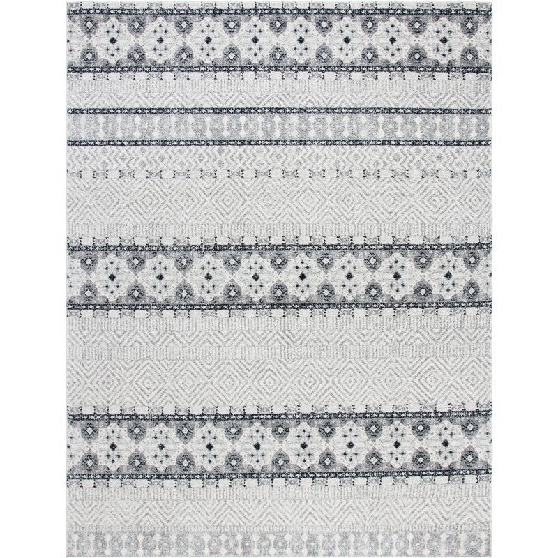 Charcoal Grey Synthetic 9' x 12' Hand-Knotted Area Rug