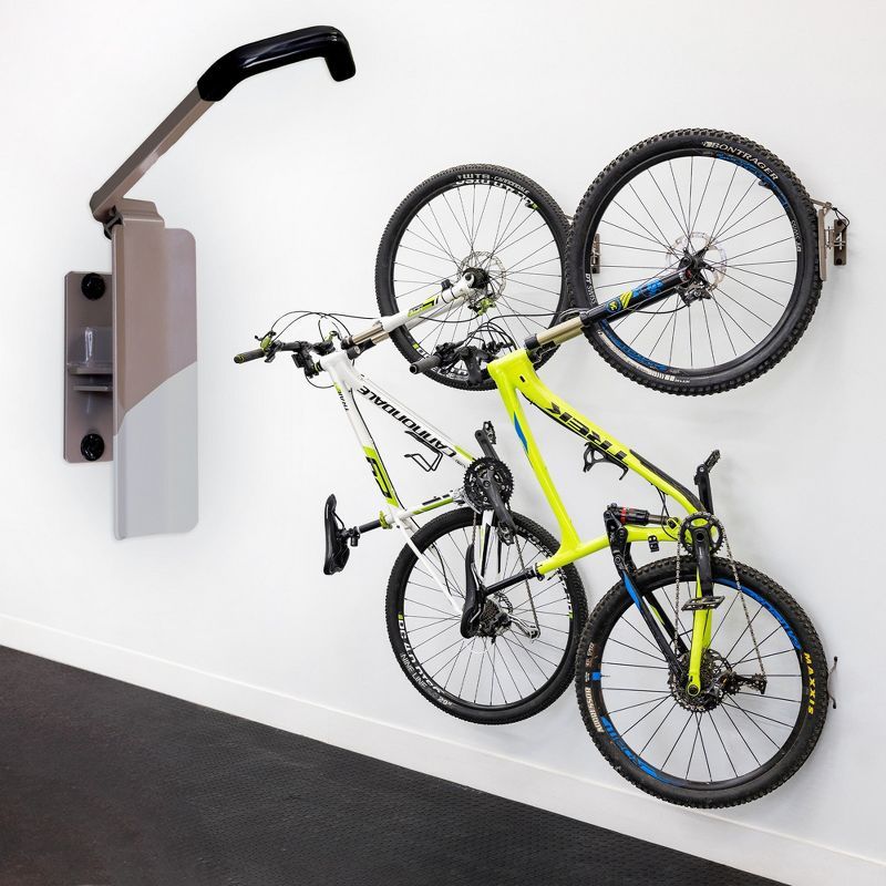 Swivel Mount Brown Steel Wall Bike Storage Rack for 2 Bikes