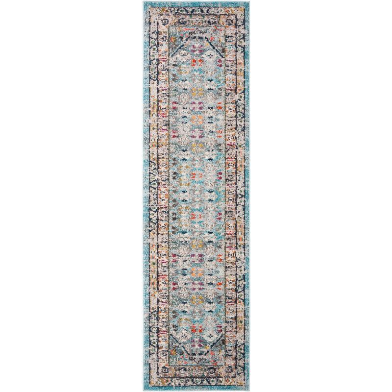 Bohemian Blue Floral 2'2" x 6' Runner Synthetic Rug