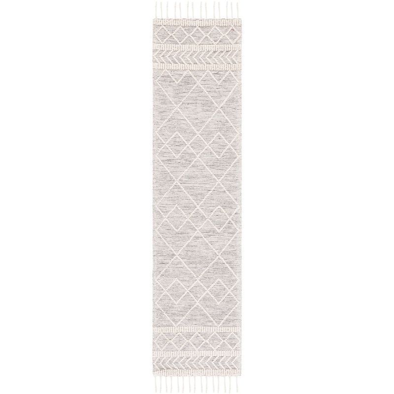 Natura Ivory and Black Hand-Tufted Wool Runner Rug